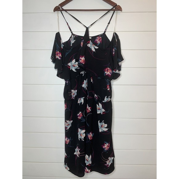 Maurices 2 Dress 2X XXL Black Floral Off The Shoulder Knee Length Lined A-Line - Picture 3 of 10